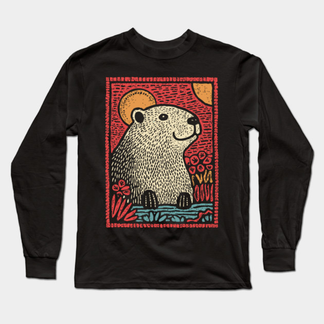 Gentle Beaver | The Cozy River Dweller Long Sleeve T-Shirt by TuncGK