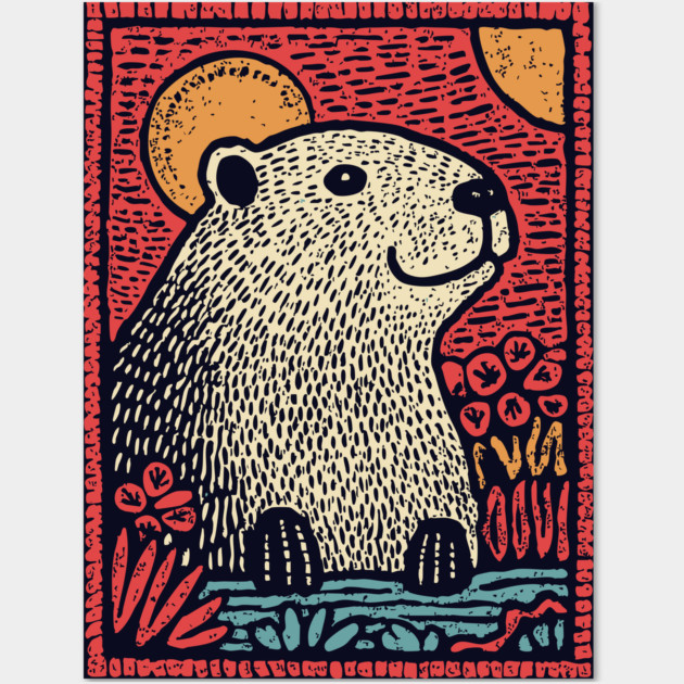 Gentle Beaver | The Cozy River Dweller Wall Art by TuncGK