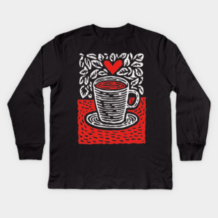 A Cup of Love | The Morning Coffee Ritual Kids Long Sleeve T-Shirt