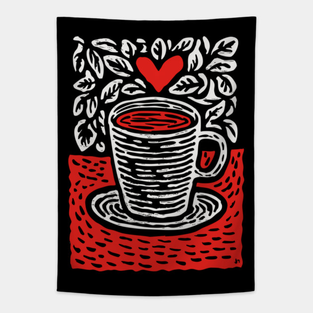 A Cup of Love | The Morning Coffee Ritual Tapestry by TuncGK