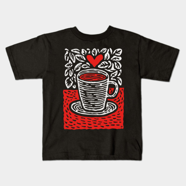 A Cup of Love | The Morning Coffee Ritual Kids T-Shirt by TuncGK