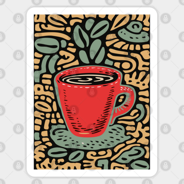 Groovy Coffee Mug | The Abstract Morning Brew Sticker by TuncGK