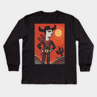 Cosmic Cowboy | The Abstract Southwestern Rider Kids Long Sleeve T-Shirt