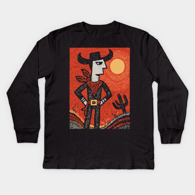 Cosmic Cowboy | The Abstract Southwestern Rider Kids Long Sleeve T-Shirt by TuncGK