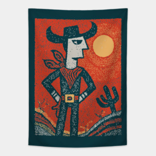 Cosmic Cowboy | The Abstract Southwestern Rider Tapestry