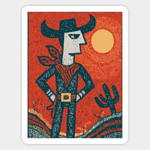 Cosmic Cowboy | The Abstract Southwestern Rider Magnet by TuncGK
