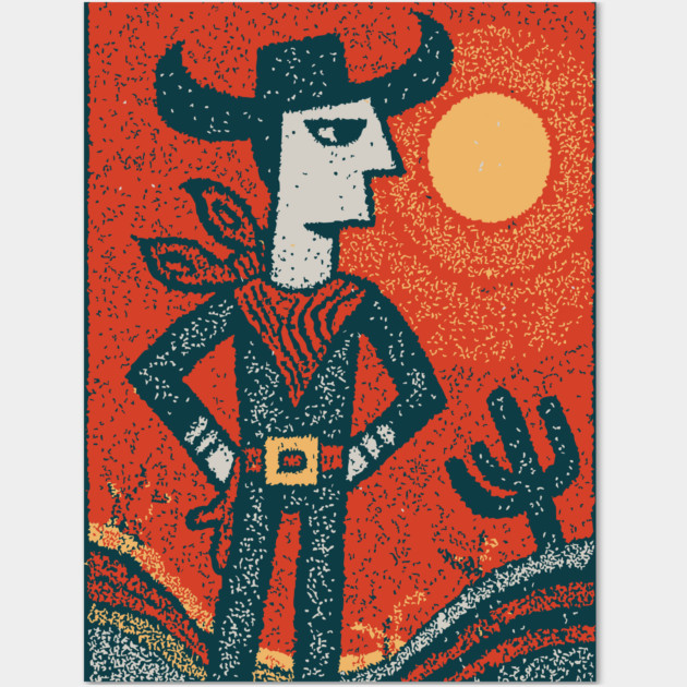 Cosmic Cowboy | The Abstract Southwestern Rider Wall Art by TuncGK