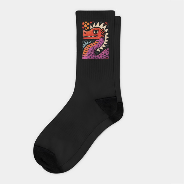 Whimsical Red Dragon | Friendly Mythical Beast Socks by TuncGK