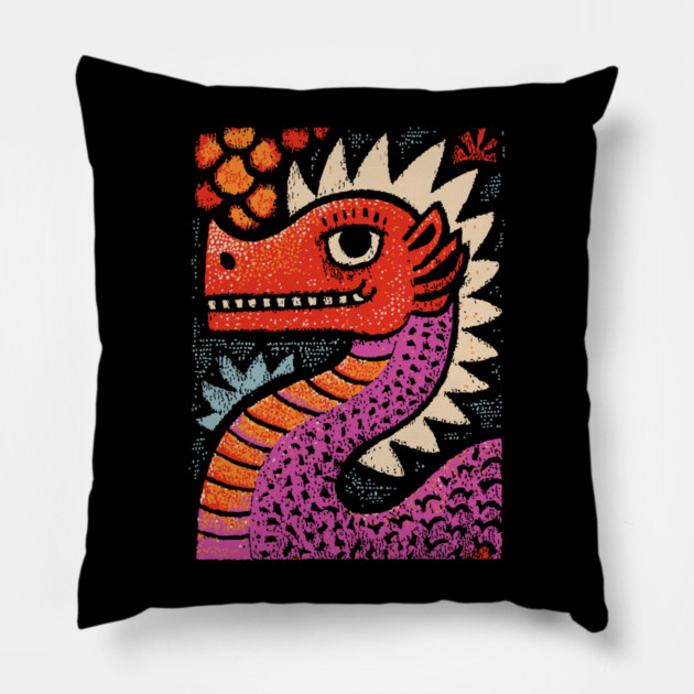 Whimsical Red Dragon | Friendly Mythical Beast Pillow by TuncGK