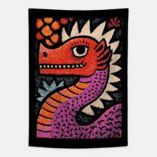 Whimsical Red Dragon | Friendly Mythical Beast Tapestry