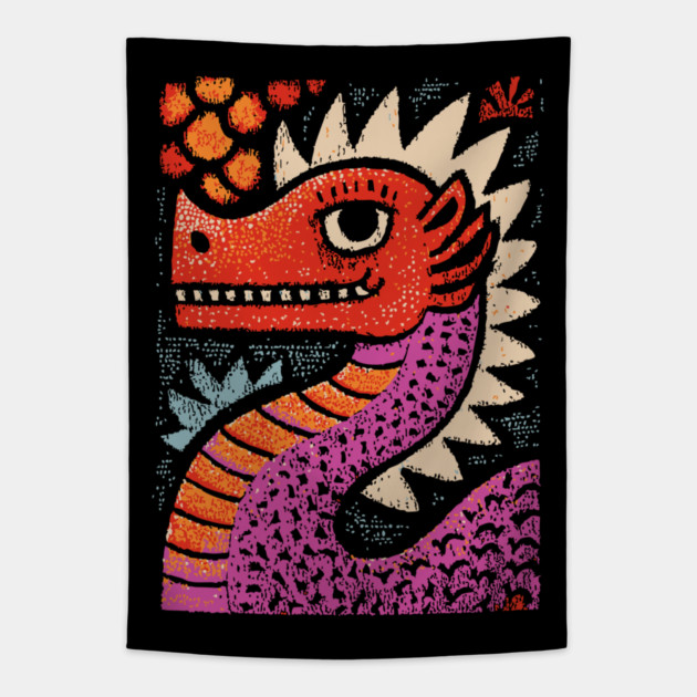 Whimsical Red Dragon | Friendly Mythical Beast Tapestry by TuncGK