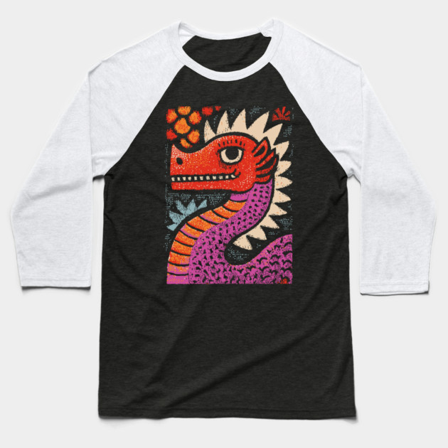 Whimsical Red Dragon | Friendly Mythical Beast Baseball T-Shirt by TuncGK