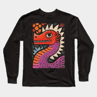 Whimsical Red Dragon | Friendly Mythical Beast Long Sleeve T-Shirt