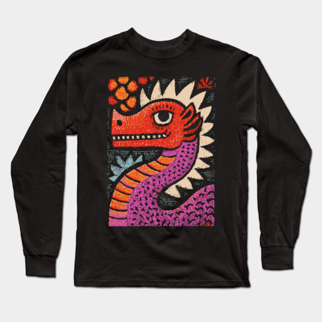 Whimsical Red Dragon | Friendly Mythical Beast Long Sleeve T-Shirt by TuncGK