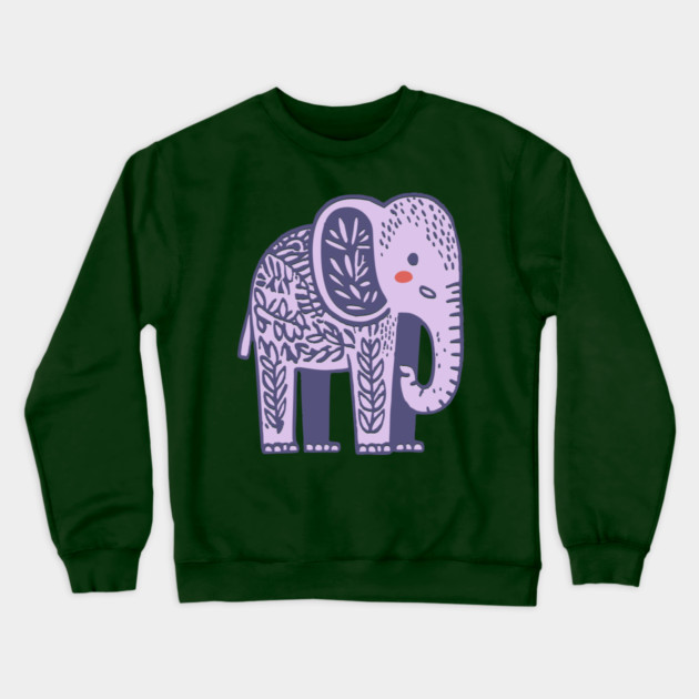 Scandinavian Folk Art Elephant | Gentle Giant Graphic Crewneck Sweatshirt by TuncGK