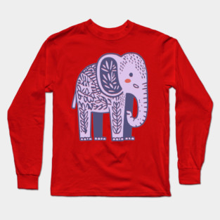 Scandinavian Folk Art Elephant | Gentle Giant Graphic Long Sleeve T-Shirt