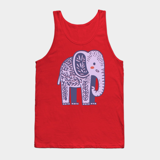 Scandinavian Folk Art Elephant | Gentle Giant Graphic Tank Top by TuncGK