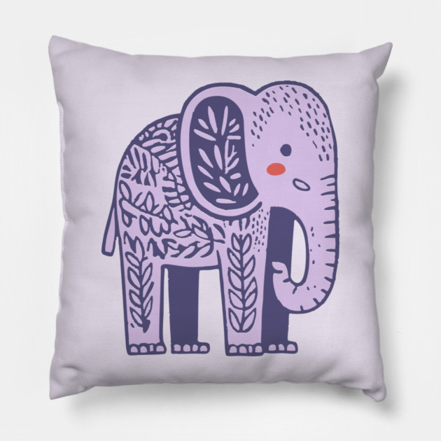 Scandinavian Folk Art Elephant | Gentle Giant Graphic Pillow by TuncGK