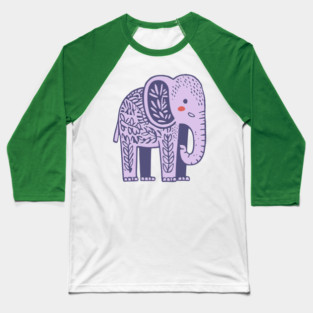 Scandinavian Folk Art Elephant | Gentle Giant Graphic Baseball T-Shirt