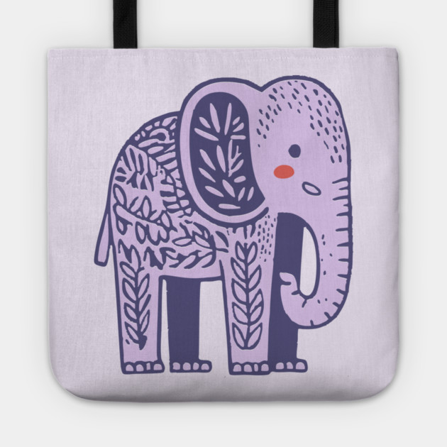 Scandinavian Folk Art Elephant | Gentle Giant Graphic Tote by TuncGK