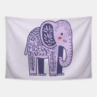 Scandinavian Folk Art Elephant | Gentle Giant Graphic Tapestry