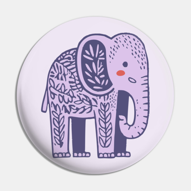 Scandinavian Folk Art Elephant | Gentle Giant Graphic Pin by TuncGK