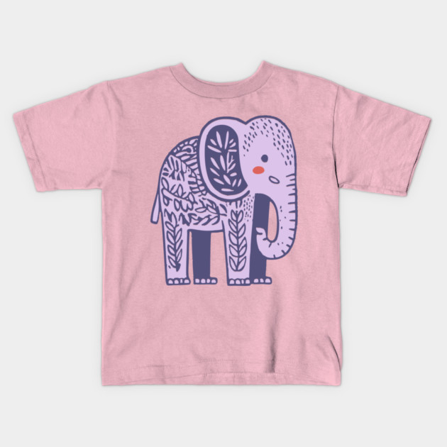 Scandinavian Folk Art Elephant | Gentle Giant Graphic Kids T-Shirt by TuncGK