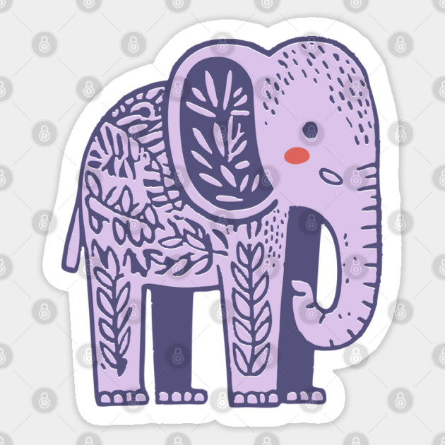 Scandinavian Folk Art Elephant | Gentle Giant Graphic Sticker by TuncGK
