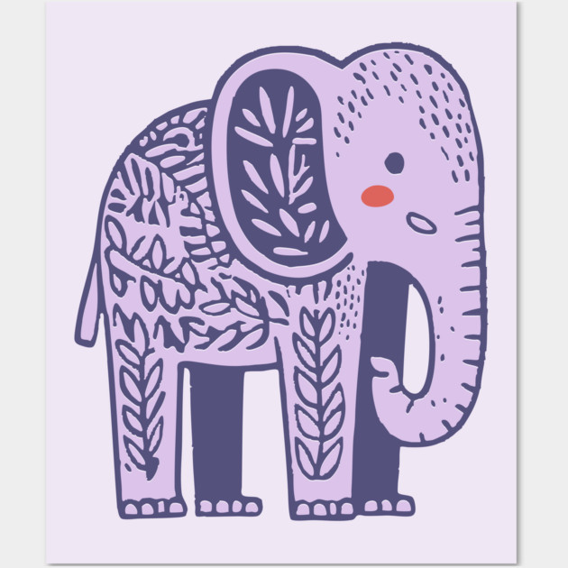 Scandinavian Folk Art Elephant | Gentle Giant Graphic Wall Art by TuncGK