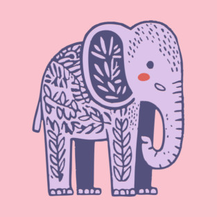 Scandinavian Folk Art Elephant | Gentle Giant Graphic T-Shirt