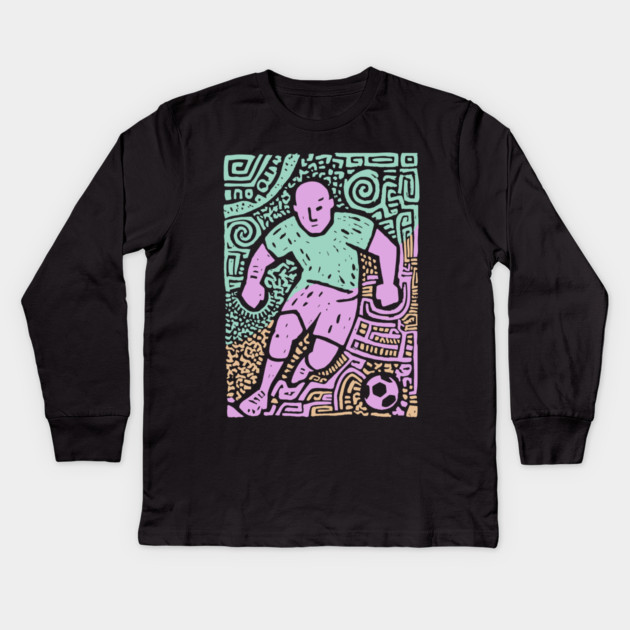 Abstract Soccer Player | The Beautiful Game Graphic Kids Long Sleeve T-Shirt by TuncGK