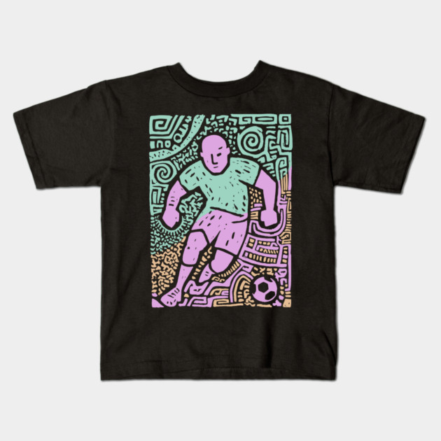 Abstract Soccer Player | The Beautiful Game Graphic Kids T-Shirt by TuncGK