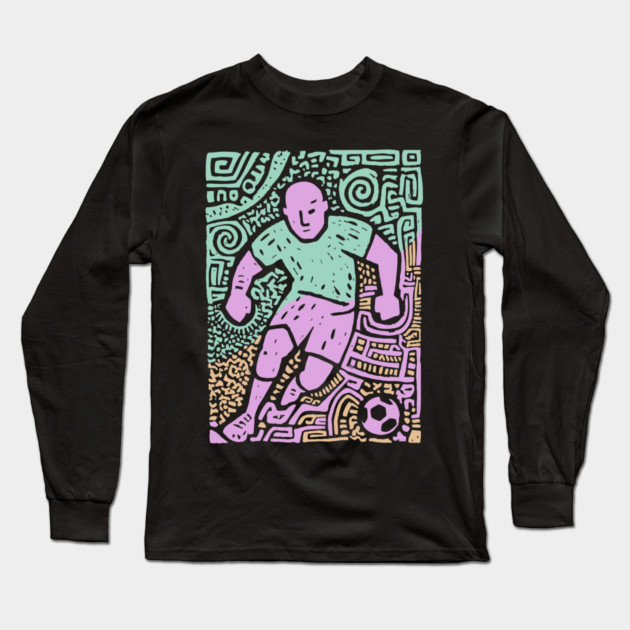 Abstract Soccer Player | The Beautiful Game Graphic Long Sleeve T-Shirt by TuncGK