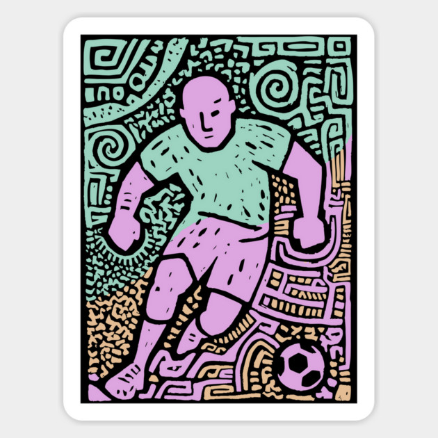 Abstract Soccer Player | The Beautiful Game Graphic Magnet by TuncGK