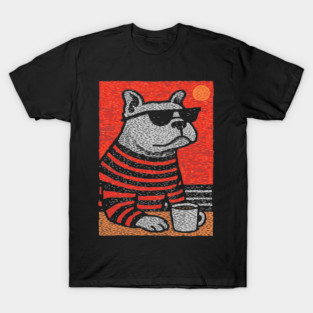 Cool Bulldog | The Sunbathing Beach Bully T-Shirt