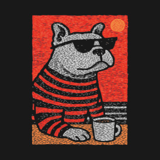 Cool Bulldog | The Sunbathing Beach Bully T-Shirt