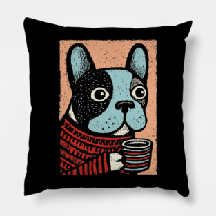 Cozy French Bulldog | The Morning Coffee Frenchie Pillow