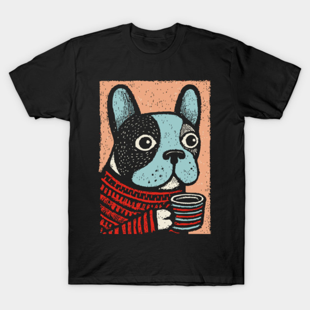 Cozy French Bulldog | The Morning Coffee Frenchie T-Shirt by TuncGK
