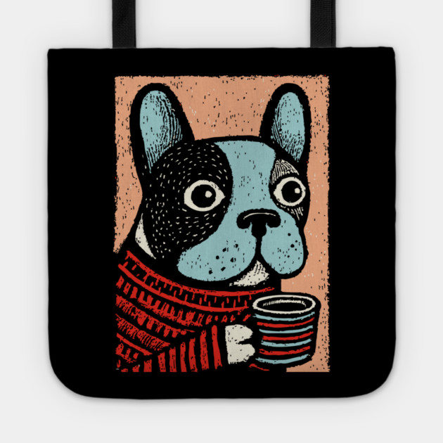 Cozy French Bulldog | The Morning Coffee Frenchie Tote by TuncGK