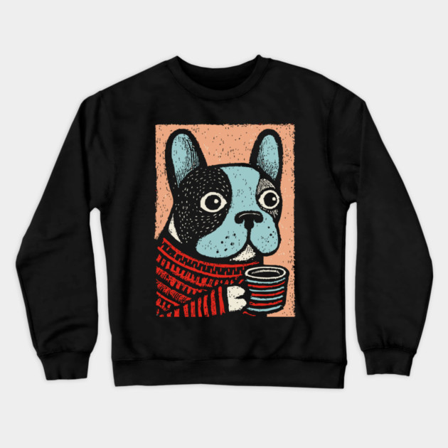 Cozy French Bulldog | The Morning Coffee Frenchie Crewneck Sweatshirt by TuncGK