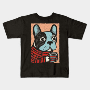 Cozy French Bulldog | The Morning Coffee Frenchie Kids T-Shirt