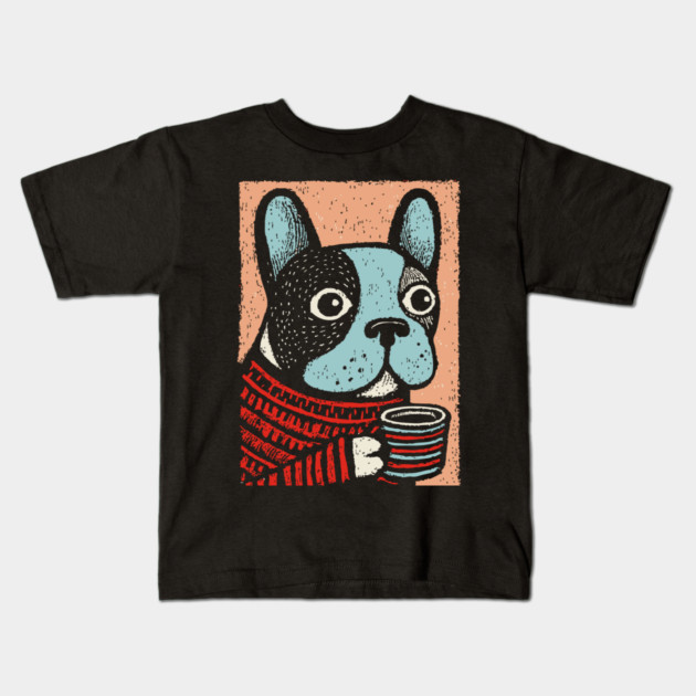 Cozy French Bulldog | The Morning Coffee Frenchie Kids T-Shirt by TuncGK