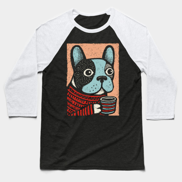 Cozy French Bulldog | The Morning Coffee Frenchie Baseball T-Shirt by TuncGK
