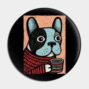 Cozy French Bulldog | The Morning Coffee Frenchie Pin