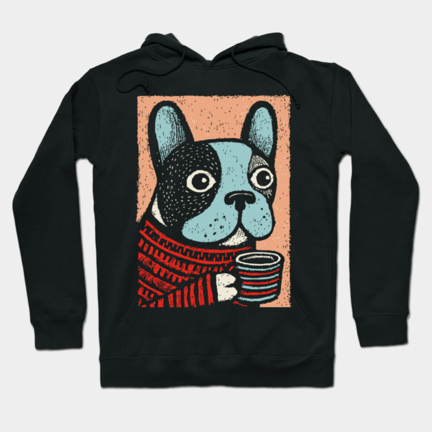 Cozy French Bulldog | The Morning Coffee Frenchie Hoodie by TuncGK
