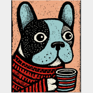Cozy French Bulldog | The Morning Coffee Frenchie Posters and Art