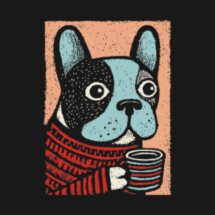 Cozy French Bulldog | The Morning Coffee Frenchie T-Shirt