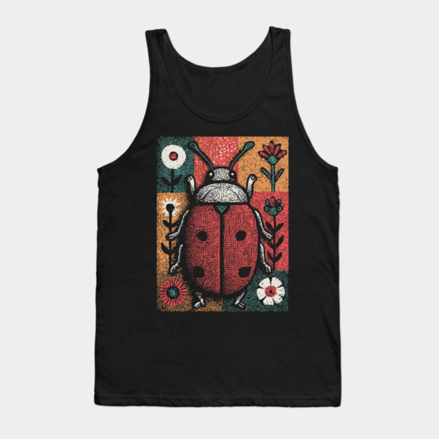 Folk Art Ladybug | The Lucky Garden Beetle Tank Top by TuncGK