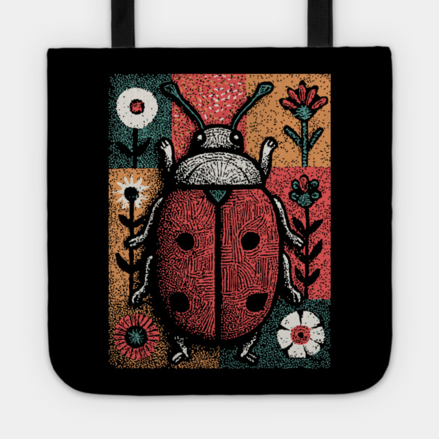Folk Art Ladybug | The Lucky Garden Beetle Tote by TuncGK