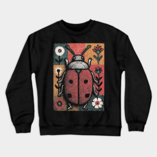 Folk Art Ladybug | The Lucky Garden Beetle Crewneck Sweatshirt